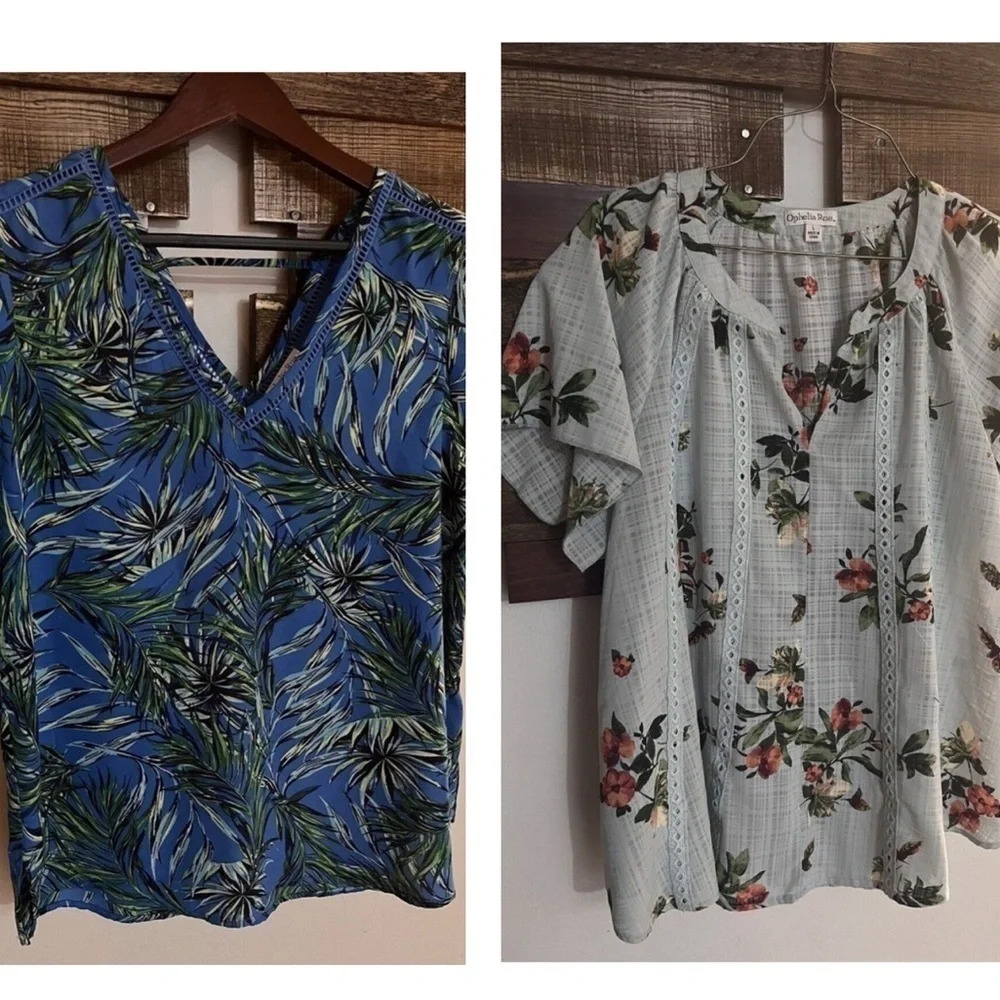 Ophelia Roe Womens bundle Floral Blouse Lightweight Business casual large